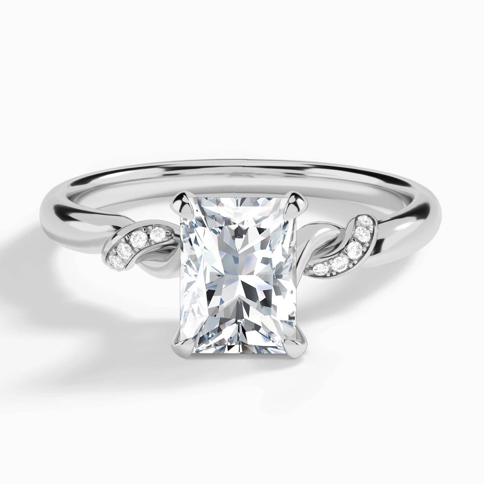 Radiant Twisted Knot Lab Grown Diamond Engagement Ring In 14K White Gold - Lucenjuri