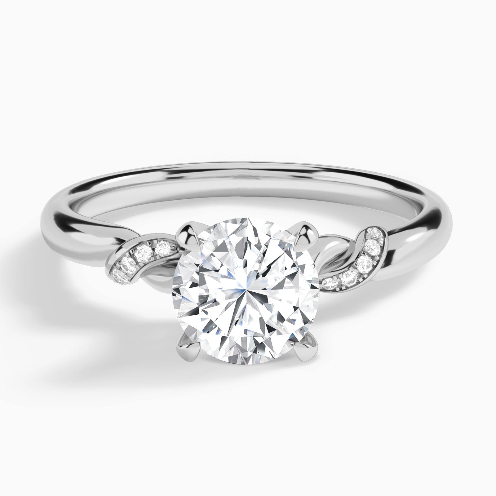 Round Twisted Knot Lab Grown Diamond Engagement Ring In 14K White Gold - Lucenjuri
