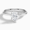 Oval Adorned Knife Edge Six-Prong Lab Diamond Engagement Ring In Platinum - Lucenjuri