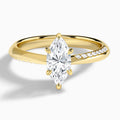 Marquise Adorned Knife Edge Six-Prong Lab Diamond Engagement Ring In 14K Yellow Gold - Lucenjuri