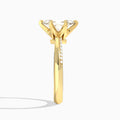 Marquise Adorned Knife Edge Six-Prong Lab Diamond Engagement Ring In 14K Yellow Gold, Side View
