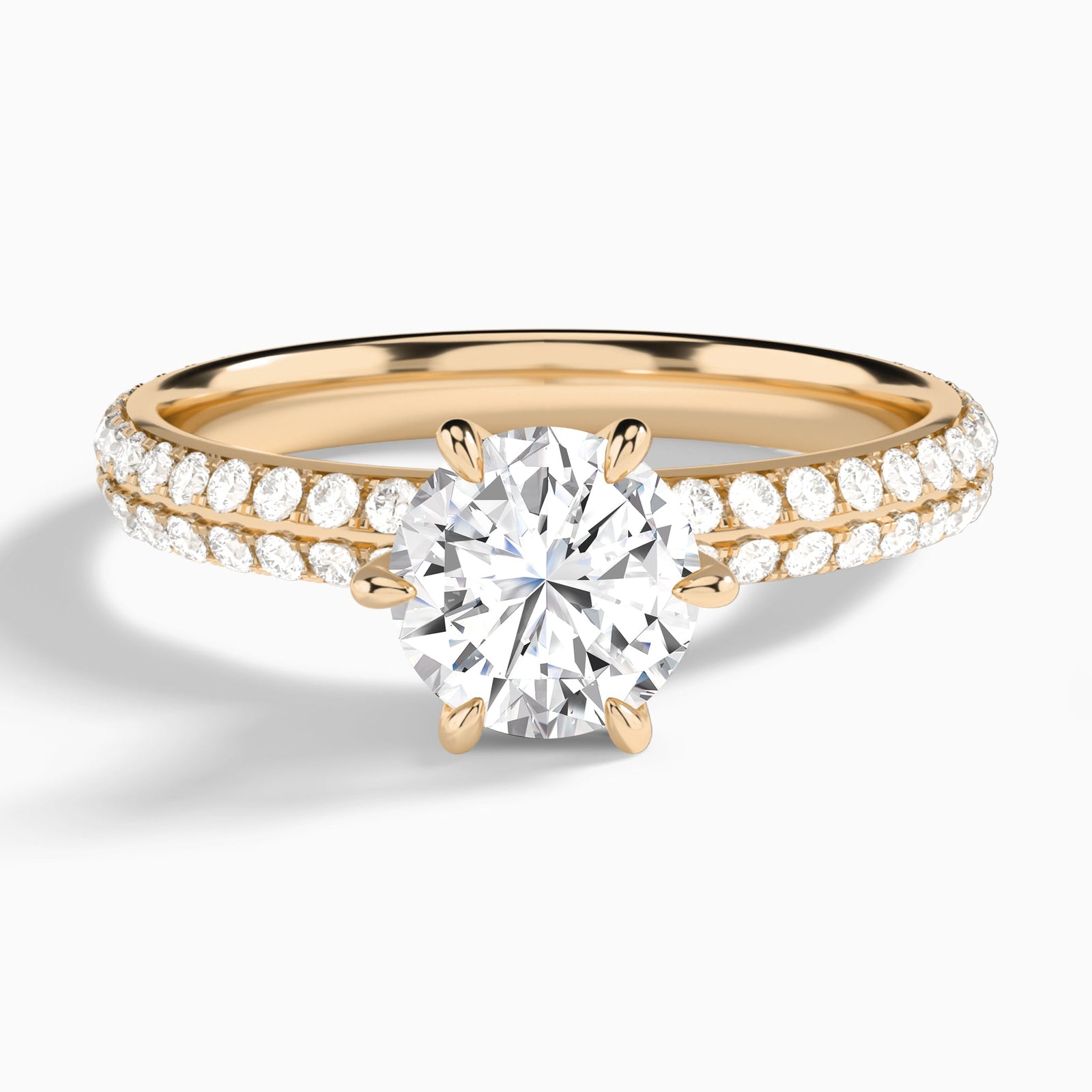 Round Hidden Halo Pavé Lab Diamond Engagement Ring In 14K Rose Gold - Lucenjuri