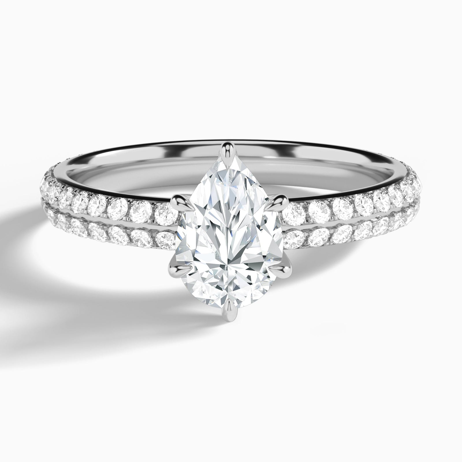 Pear Hidden Halo Pavé Lab Diamond Engagement Ring In 14K White Gold - Lucenjuri