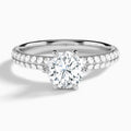 Round Hidden Halo Pavé Lab Diamond Engagement Ring In 18K White Gold - Lucenjuri