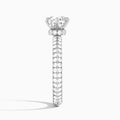 Round Hidden Halo Pavé Lab Diamond Engagement Ring In 18K White Gold, Side View