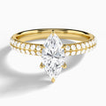 Marquise Hidden Halo Pavé Lab Diamond Engagement Ring In 14K Yellow Gold - Lucenjuri