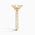Marquise Hidden Halo Pavé Lab Diamond Engagement Ring In 14K Yellow Gold, Side View