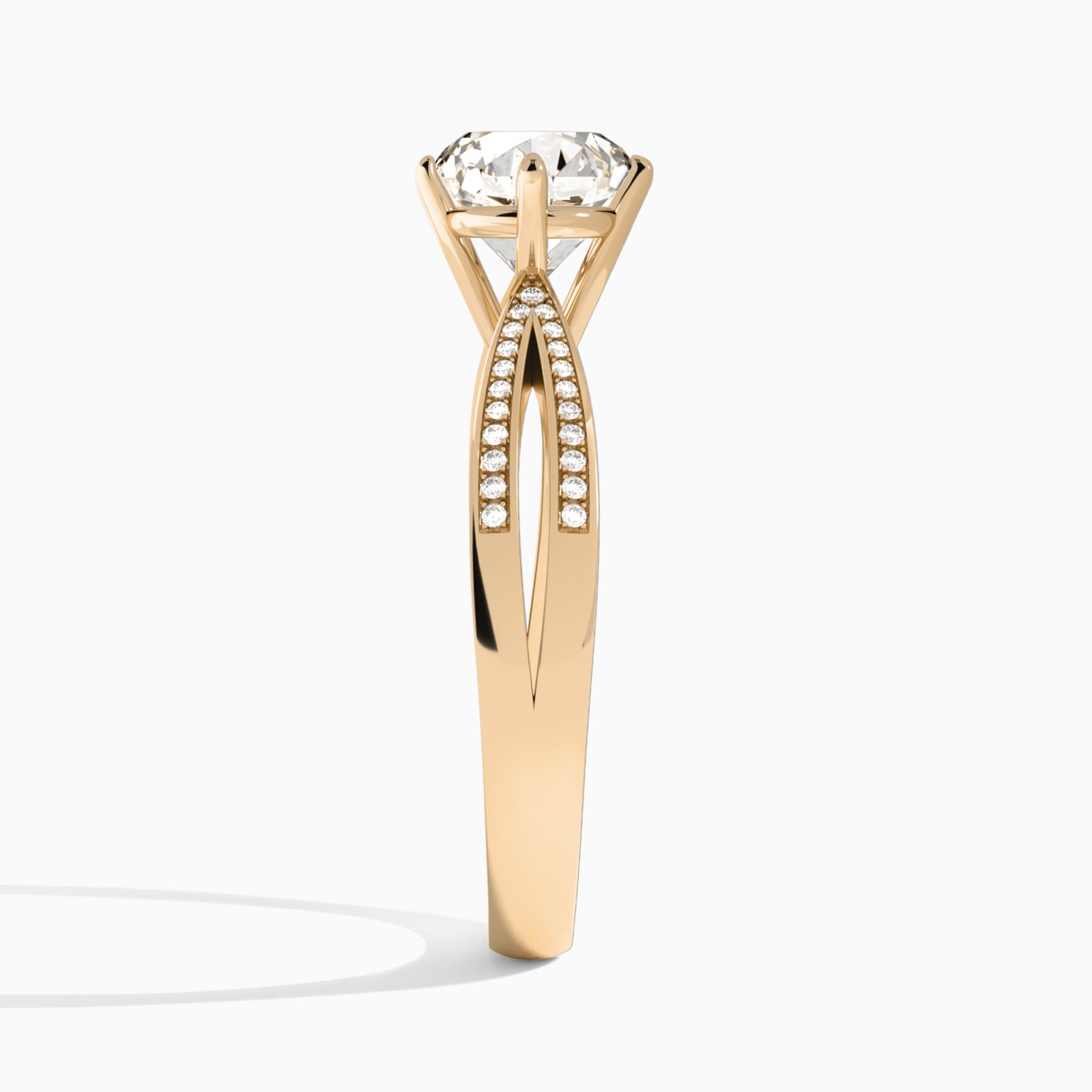 Round Darcy Lab Grown Diamond Engagement Ring In 14K Rose Gold, Side View