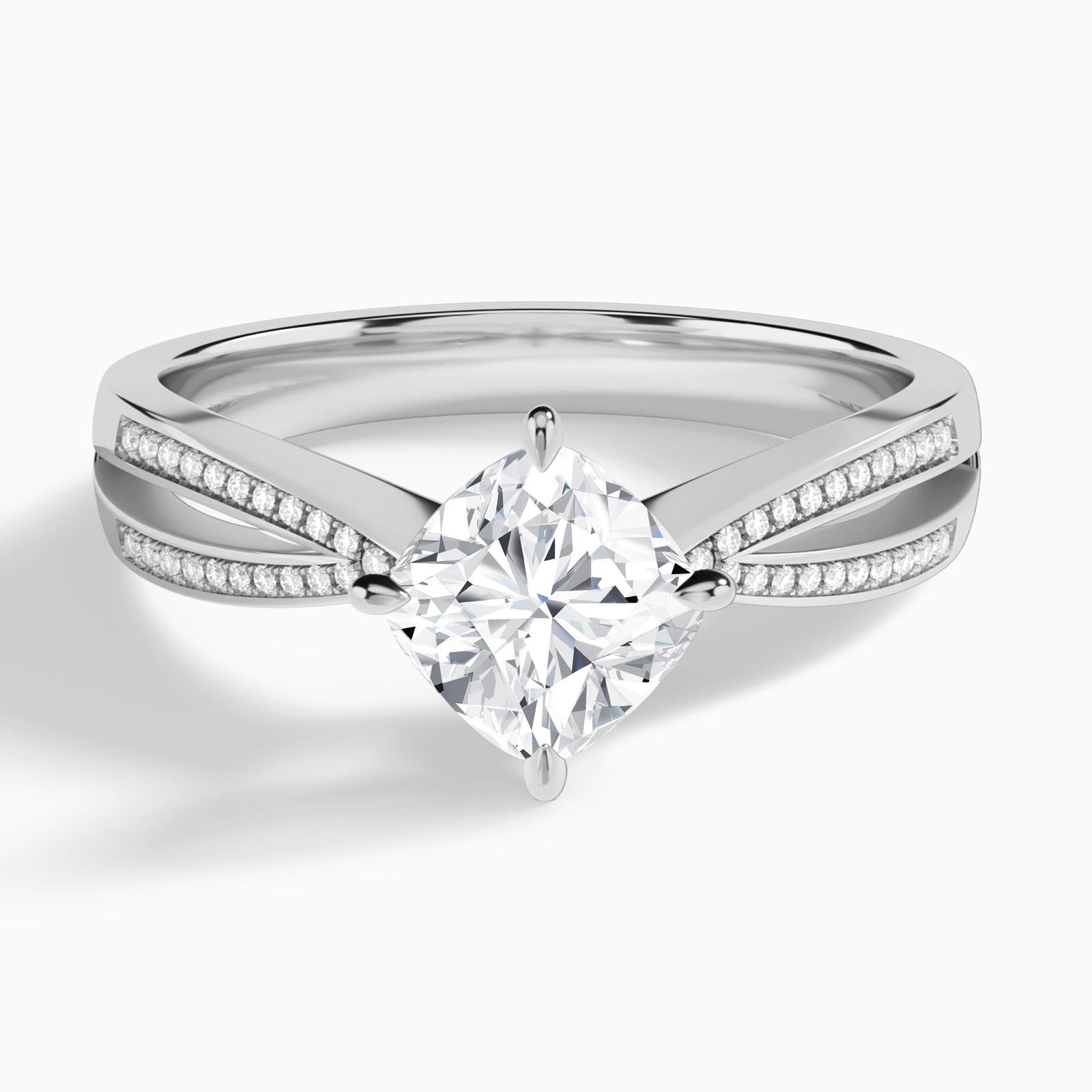 Cushion Darcy Lab Grown Diamond Engagement Ring In 18K White Gold - Lucenjuri