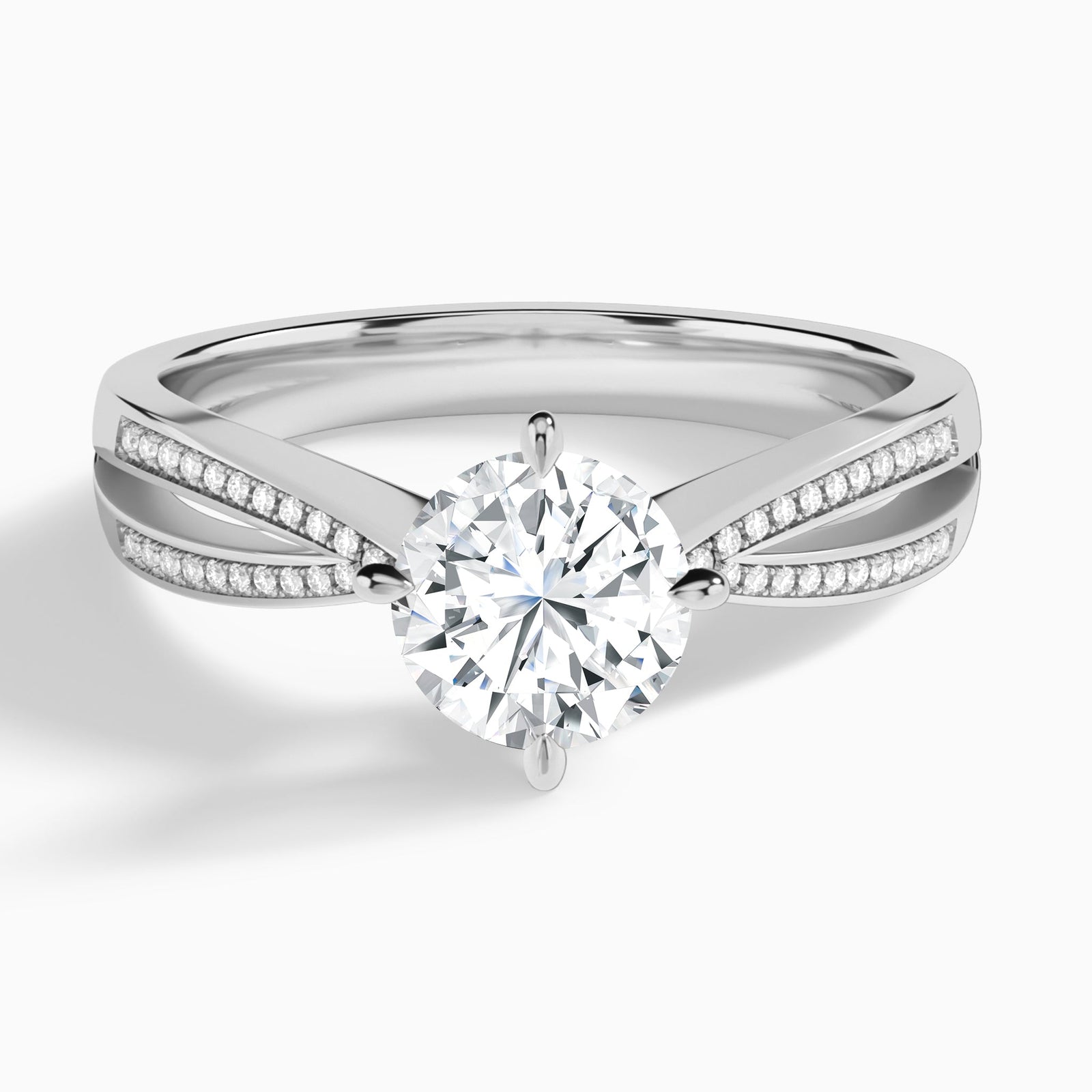 Round Darcy Lab Grown Diamond Engagement Ring In 18K White Gold - Lucenjuri