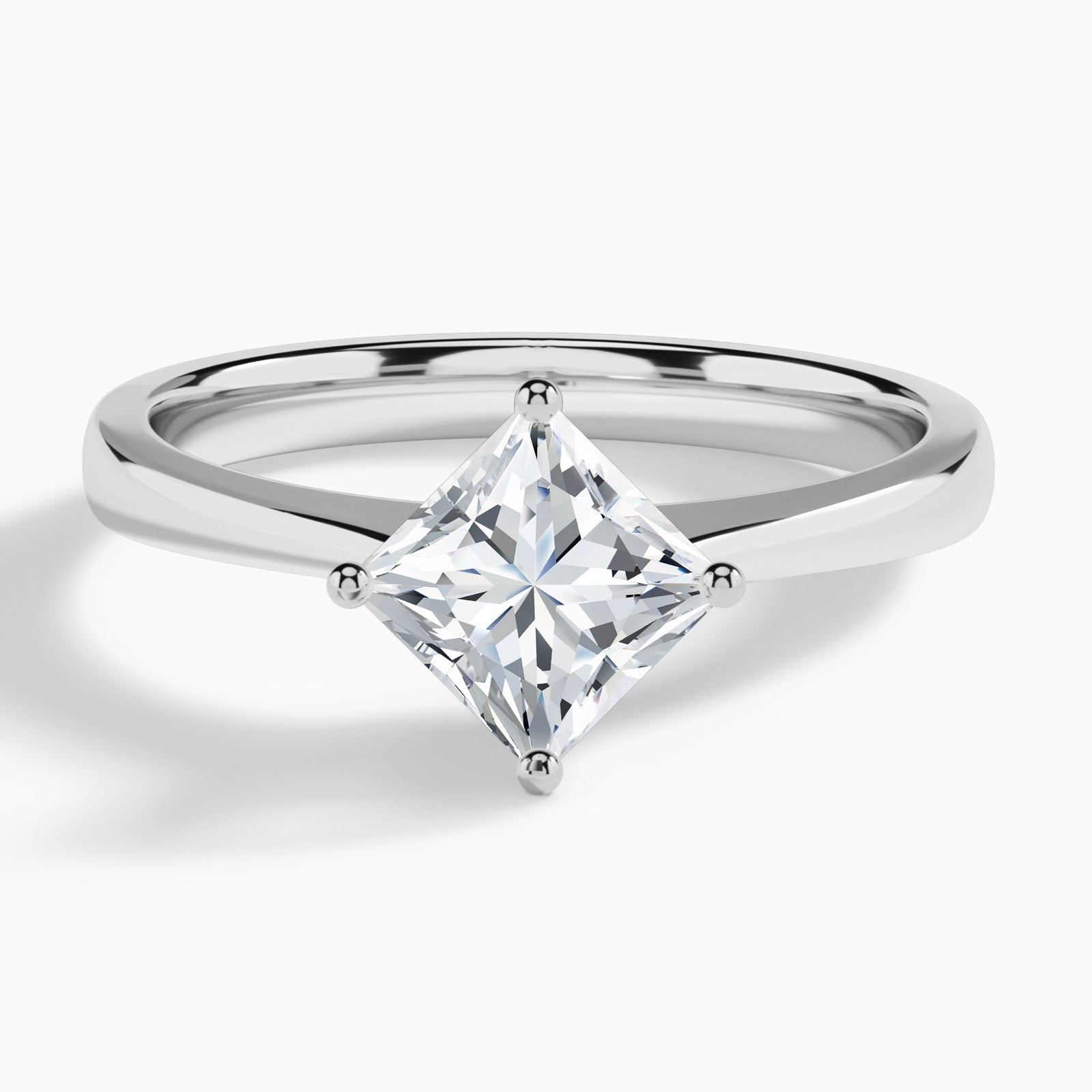 Princess Petal Aurora Four-Prong Lab Diamond Engagement Ring In Platinum - Lucenjuri