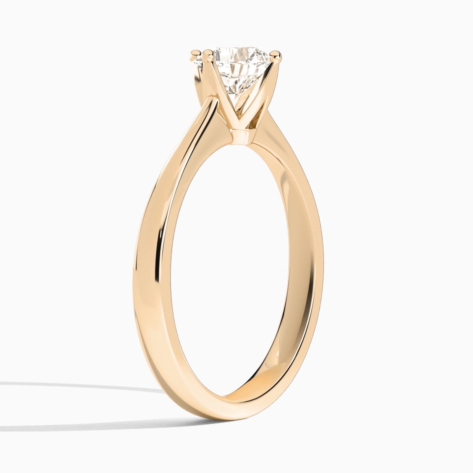 Cushion Petal Aurora Four-Prong Lab Diamond Engagement Ring In 14K Rose Gold, Angle View