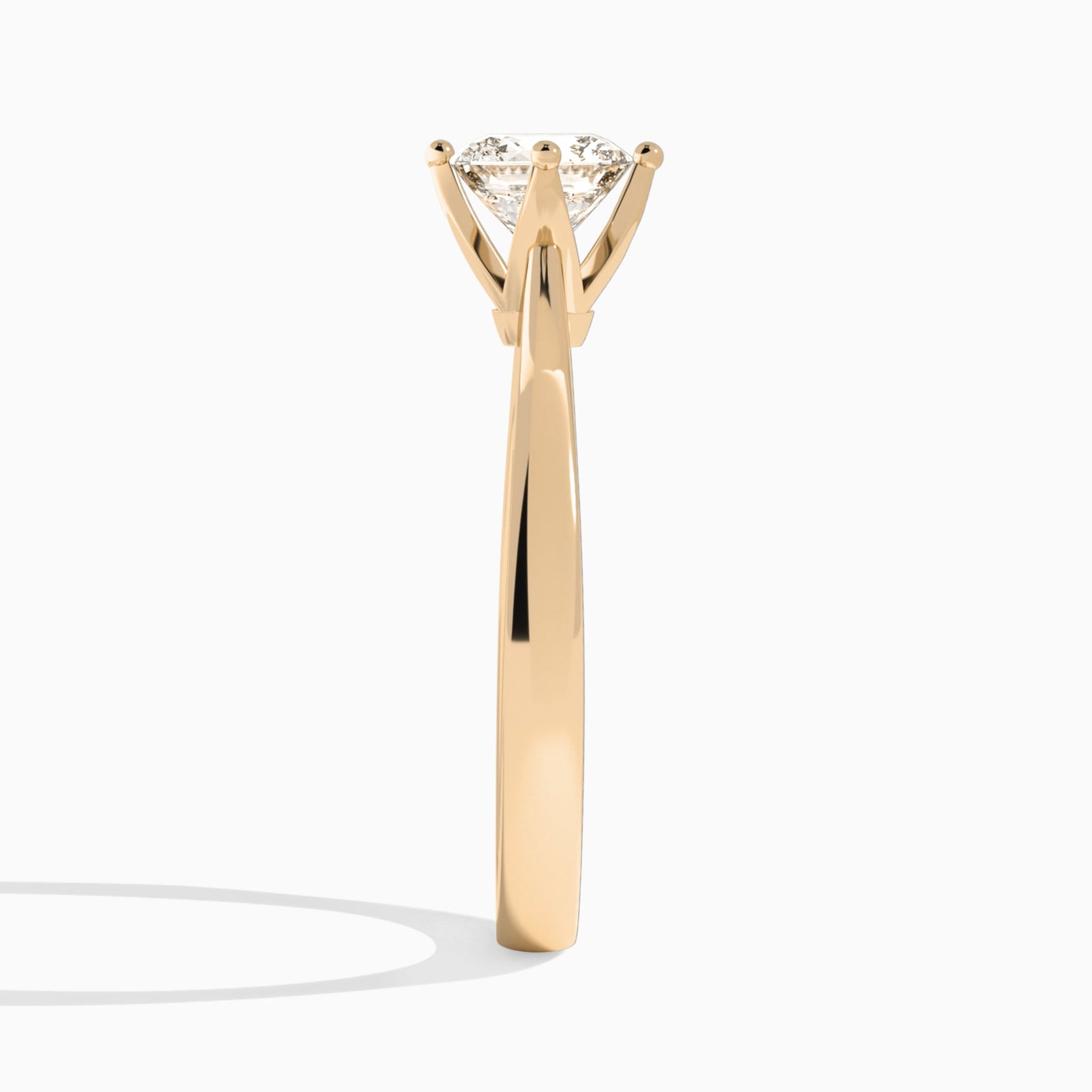 Cushion Petal Aurora Four-Prong Lab Diamond Engagement Ring In 14K Rose Gold, Side View