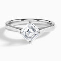 Asscher Petal Aurora Four-Prong Lab Diamond Engagement Ring In 18K White Gold - Lucenjuri