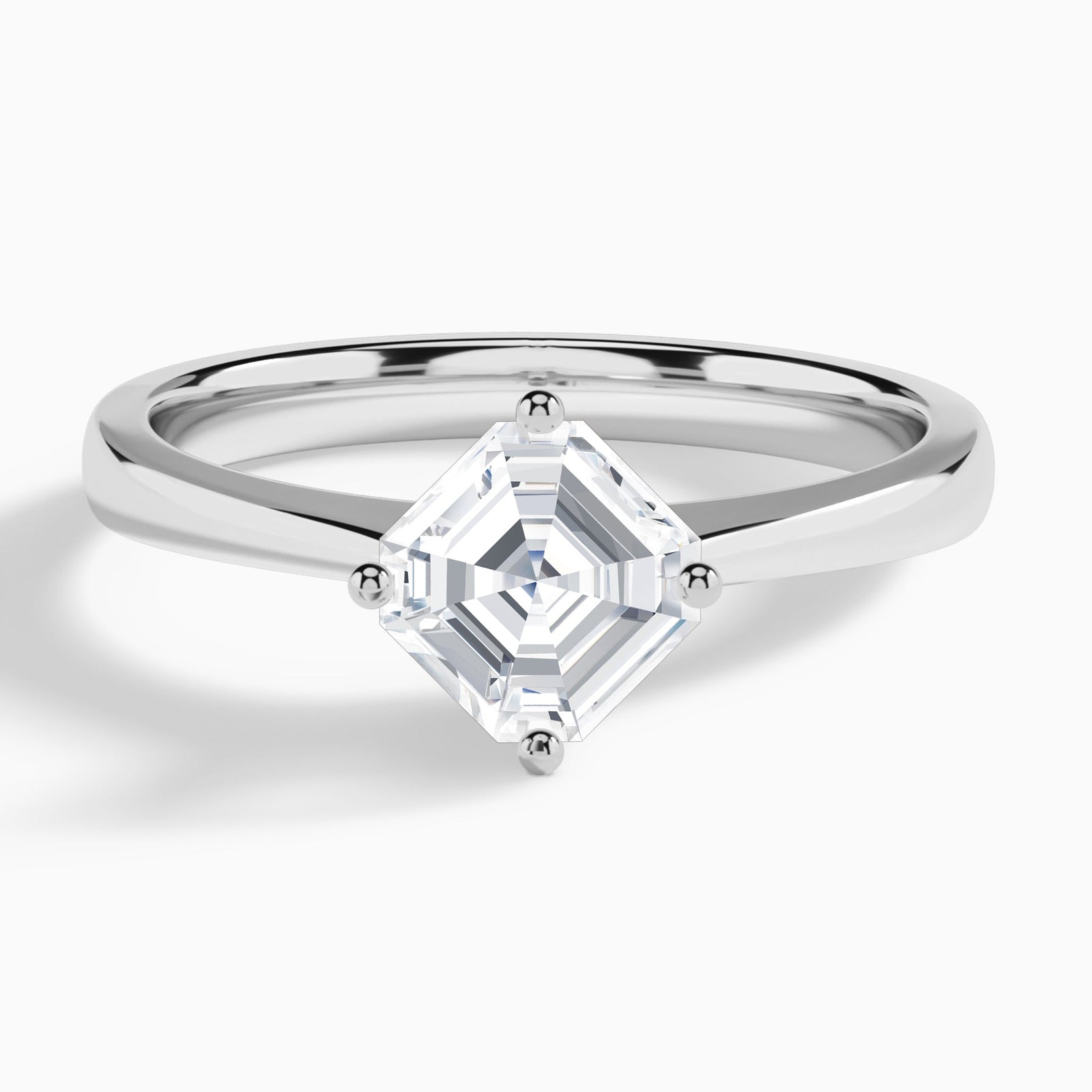 Asscher Petal Aurora Four-Prong Lab Diamond Engagement Ring In 18K White Gold - Lucenjuri