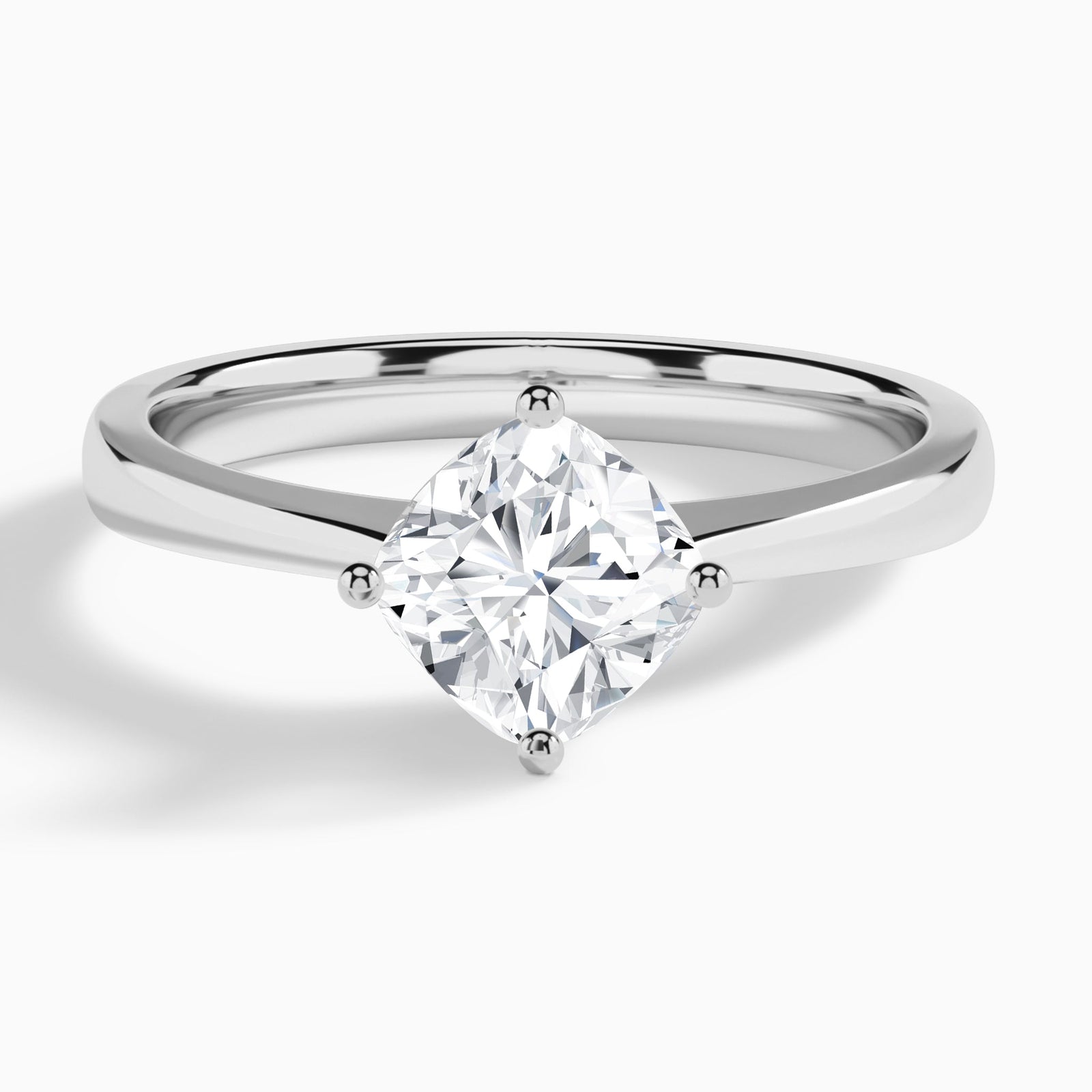 Cushion Petal Aurora Four-Prong Lab Diamond Engagement Ring In 14K White Gold - Lucenjuri