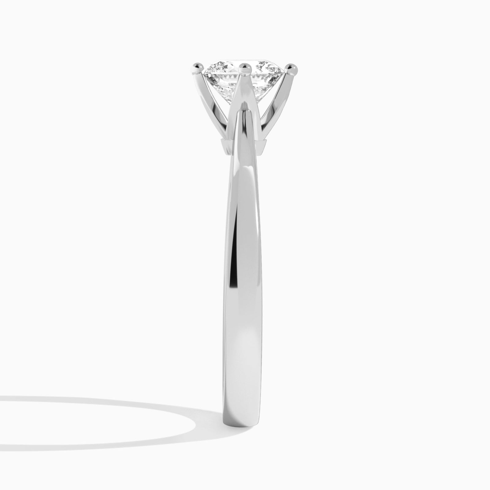 Cushion Petal Aurora Four-Prong Lab Diamond Engagement Ring In 14K White Gold, Side View
