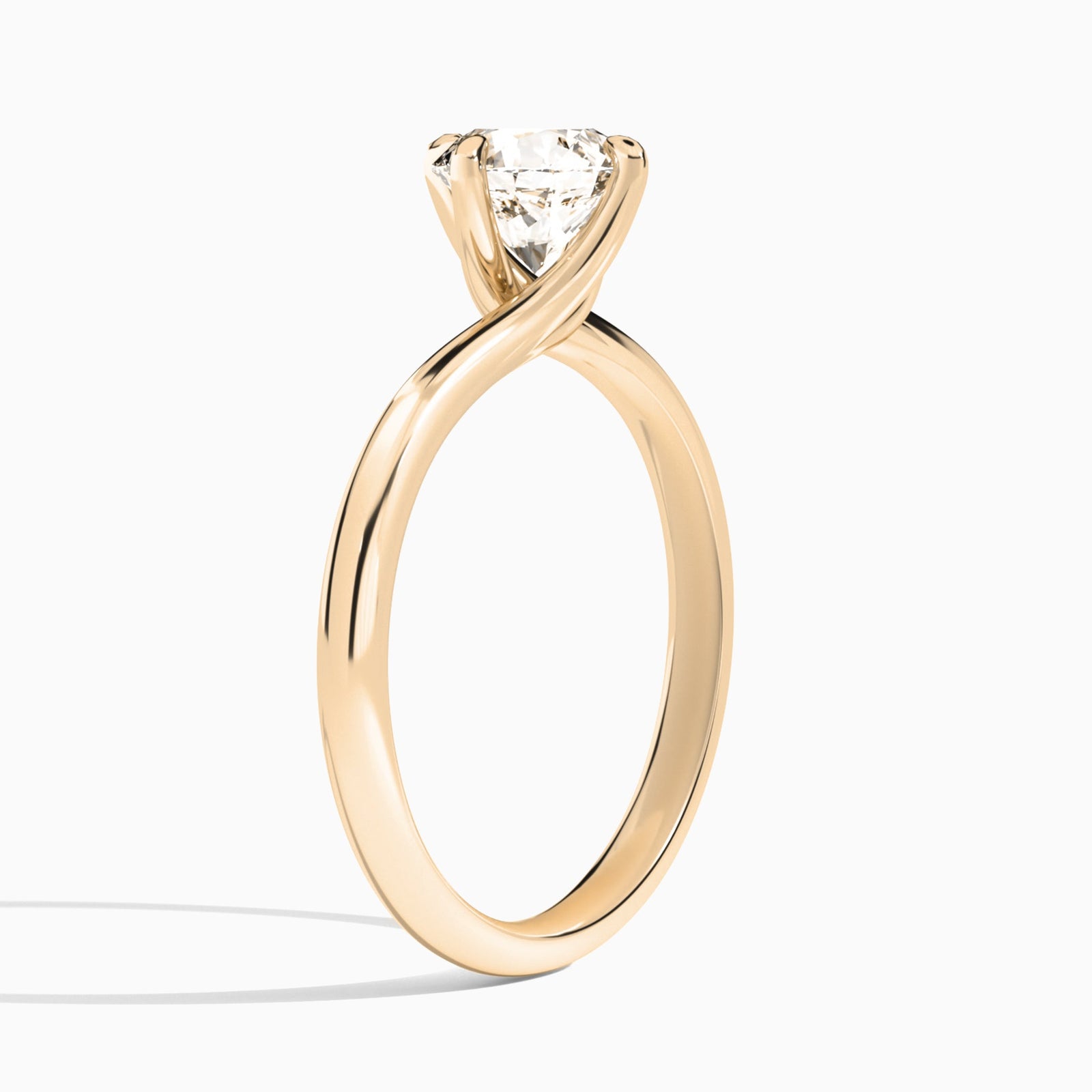 Round Reverie Lab Grown Diamond Engagement Ring In 14K Rose Gold, Angle View