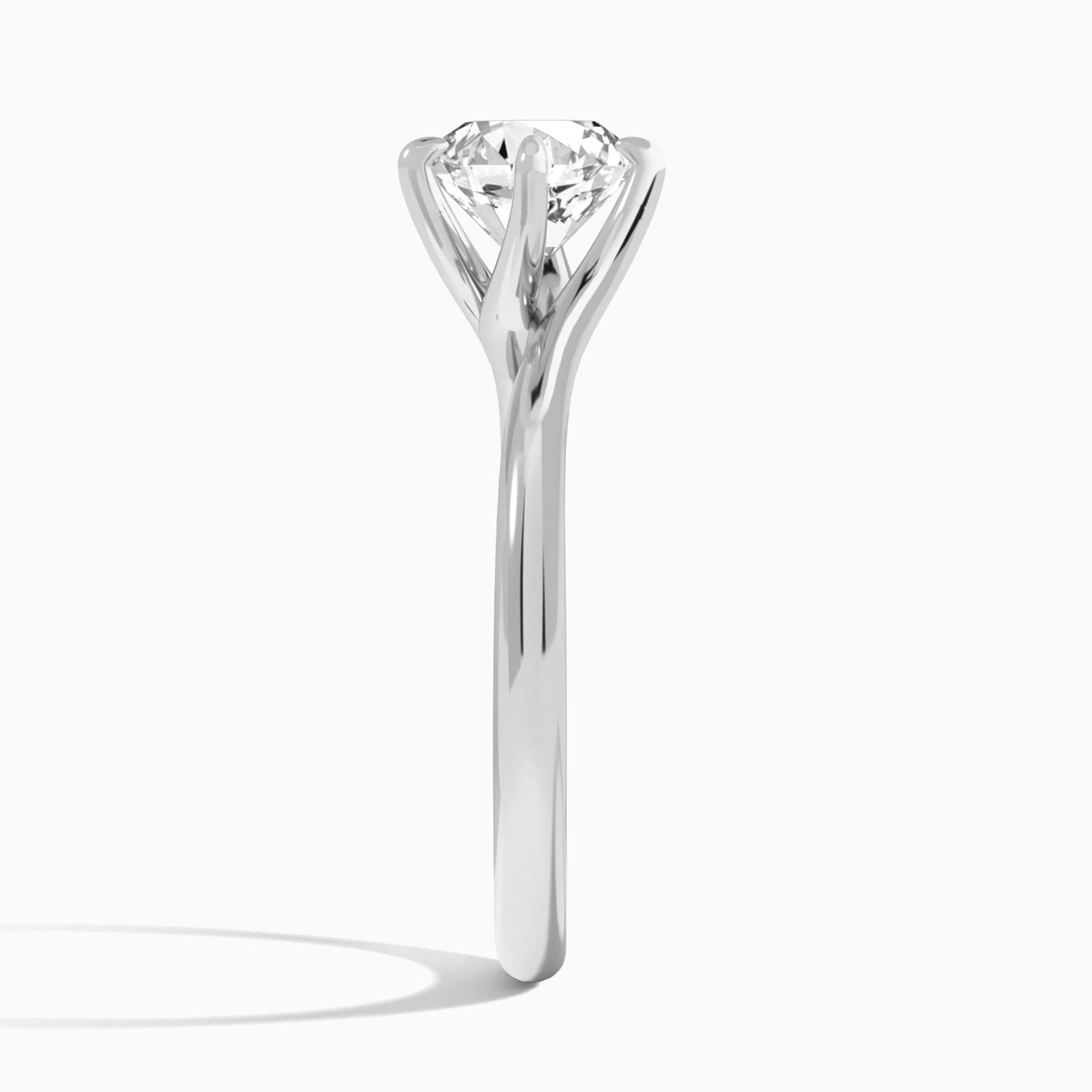 Round Reverie Lab Grown Diamond Engagement Ring In 14K White Gold, Side View