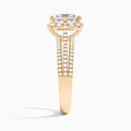 Radiant Split Shank Halo Lab Grown Diamond Engagement Ring In 14K Rose Gold, Side View