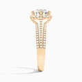 Round Split Shank Halo Lab Grown Diamond Engagement Ring In 14K Rose Gold, Side View