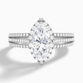 Marquise Split Shank Halo Lab Grown Diamond Engagement Ring In 14K White Gold - Lucenjuri