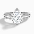 Pear Split Shank Halo Lab Grown Diamond Engagement Ring In 14K White Gold - Lucenjuri