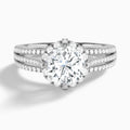 Round Split Shank Halo Lab Grown Diamond Engagement Ring In 18K White Gold - Lucenjuri