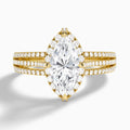 Marquise Split Shank Halo Lab Grown Diamond Engagement Ring In 14K Yellow Gold - Lucenjuri