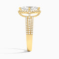 Marquise Split Shank Halo Lab Grown Diamond Engagement Ring In 14K Yellow Gold, Side View