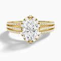 Oval Split Shank Halo Lab Grown Diamond Engagement Ring In 18K Yellow Gold - Lucenjuri
