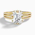 Radiant Split Shank Halo Lab Grown Diamond Engagement Ring In 18K Yellow Gold - Lucenjuri
