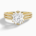 Round Split Shank Halo Lab Grown Diamond Engagement Ring In 14K Yellow Gold - Lucenjuri