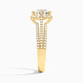 Round Split Shank Halo Lab Grown Diamond Engagement Ring In 18K Yellow Gold, Side View