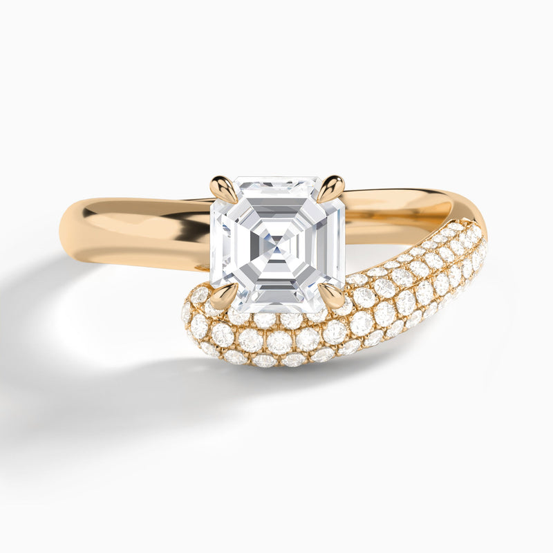 Asscher Alexa Luxe Pavé Lab Grown Diamond Engagement Ring In 14K Rose Gold - Lucenjuri