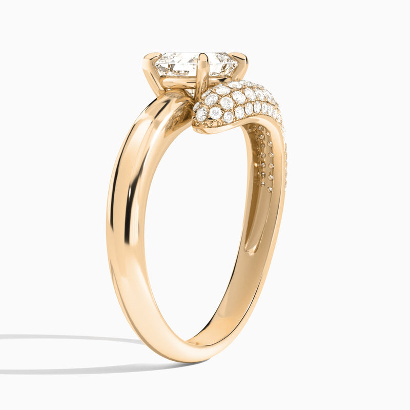 Asscher Alexa Luxe Pavé Lab Grown Diamond Engagement Ring In 14K Rose Gold, Angle View