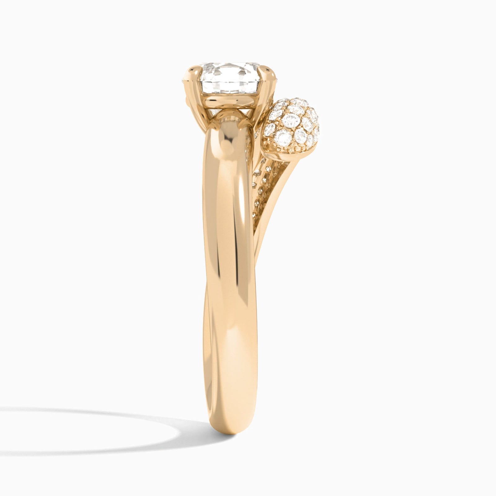 Round Alexa Luxe Pavé Lab Grown Diamond Engagement Ring In 14K Rose Gold, Side View
