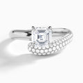 Asscher Alexa Luxe Pavé Lab Grown Diamond Engagement Ring In 18K White Gold - Lucenjuri