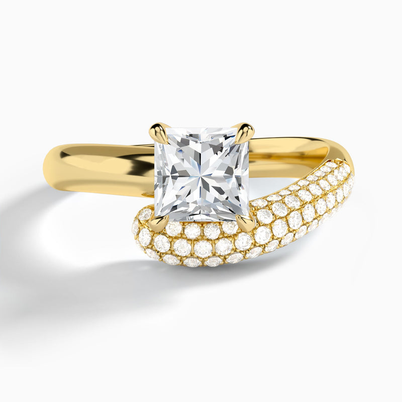 Princess Alexa Luxe Pavé Lab Grown Diamond Engagement Ring In 14K Yellow Gold - Lucenjuri
