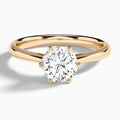 Round Petal Six-Prong Lab Diamond Engagement Ring In 14K Rose Gold - Lucenjuri