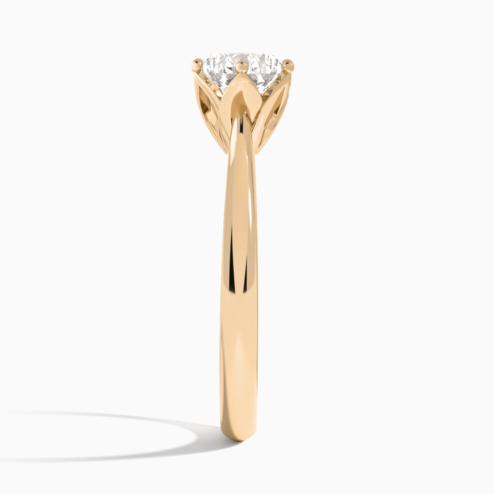 Round Petal Six-Prong Lab Diamond Engagement Ring In 14K Rose Gold, Side View
