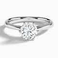 Round Petal Six-Prong Lab Diamond Engagement Ring In 14K White Gold - Lucenjuri