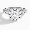 Cushion Majestic Bloom Lab Grown Diamond Engagement Ring In Platinum - Lucenjuri