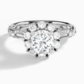 Round Majestic Bloom Lab Grown Diamond Engagement Ring In Platinum - Lucenjuri