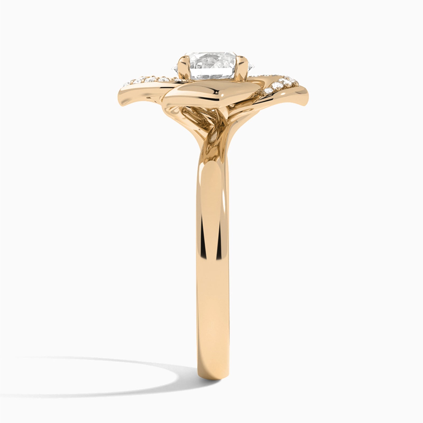Round Rosé Lab Grown Diamond Engagement Ring In 14K Rose Gold, Side View