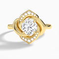 Round Rosé Lab Grown Diamond Engagement Ring In 14K Yellow Gold - Lucenjuri