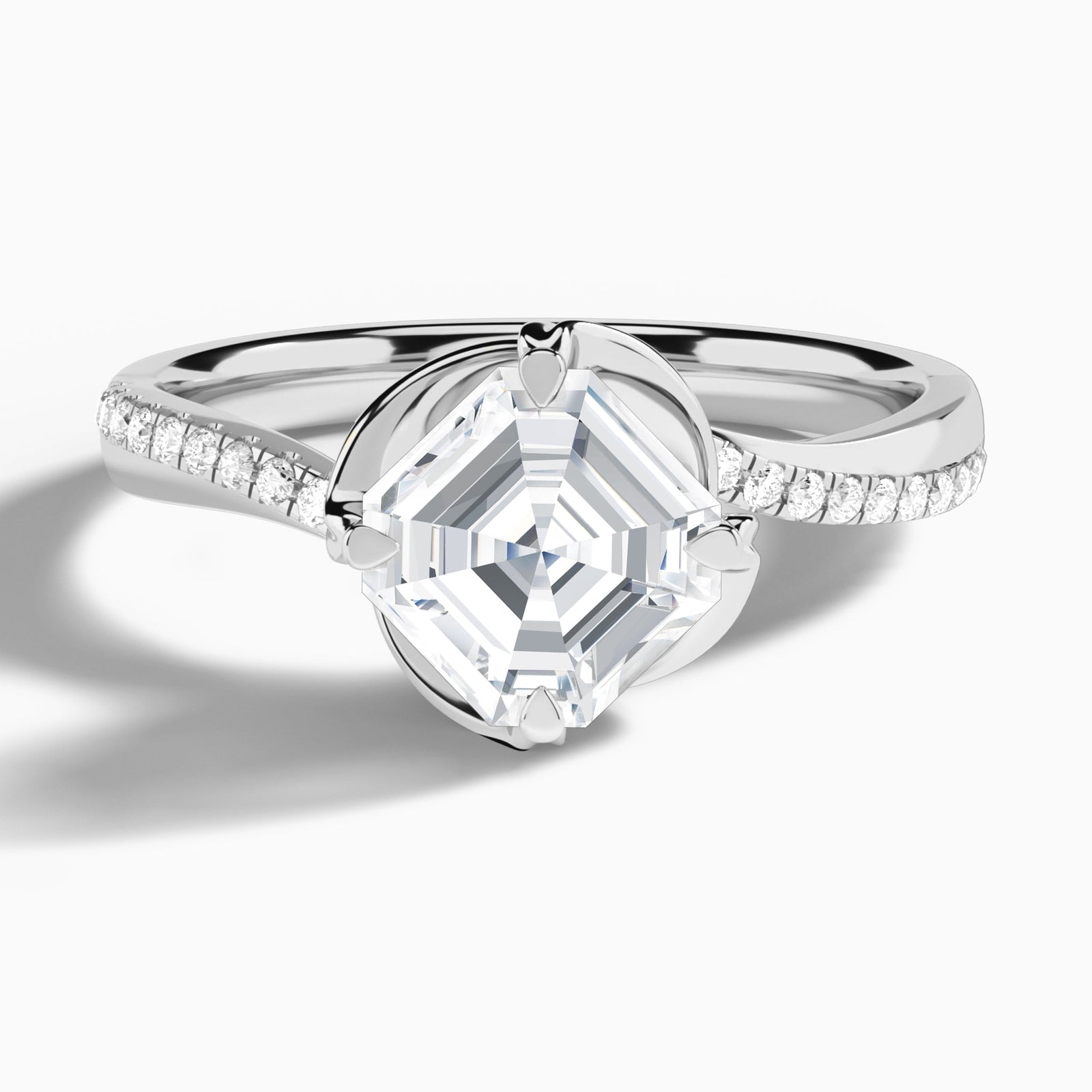 Asscher Amber Lab Grown Diamond Engagement Ring In Platinum - Lucenjuri