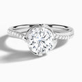 Round Amber Lab Grown Diamond Engagement Ring In 14K White Gold - Lucenjuri