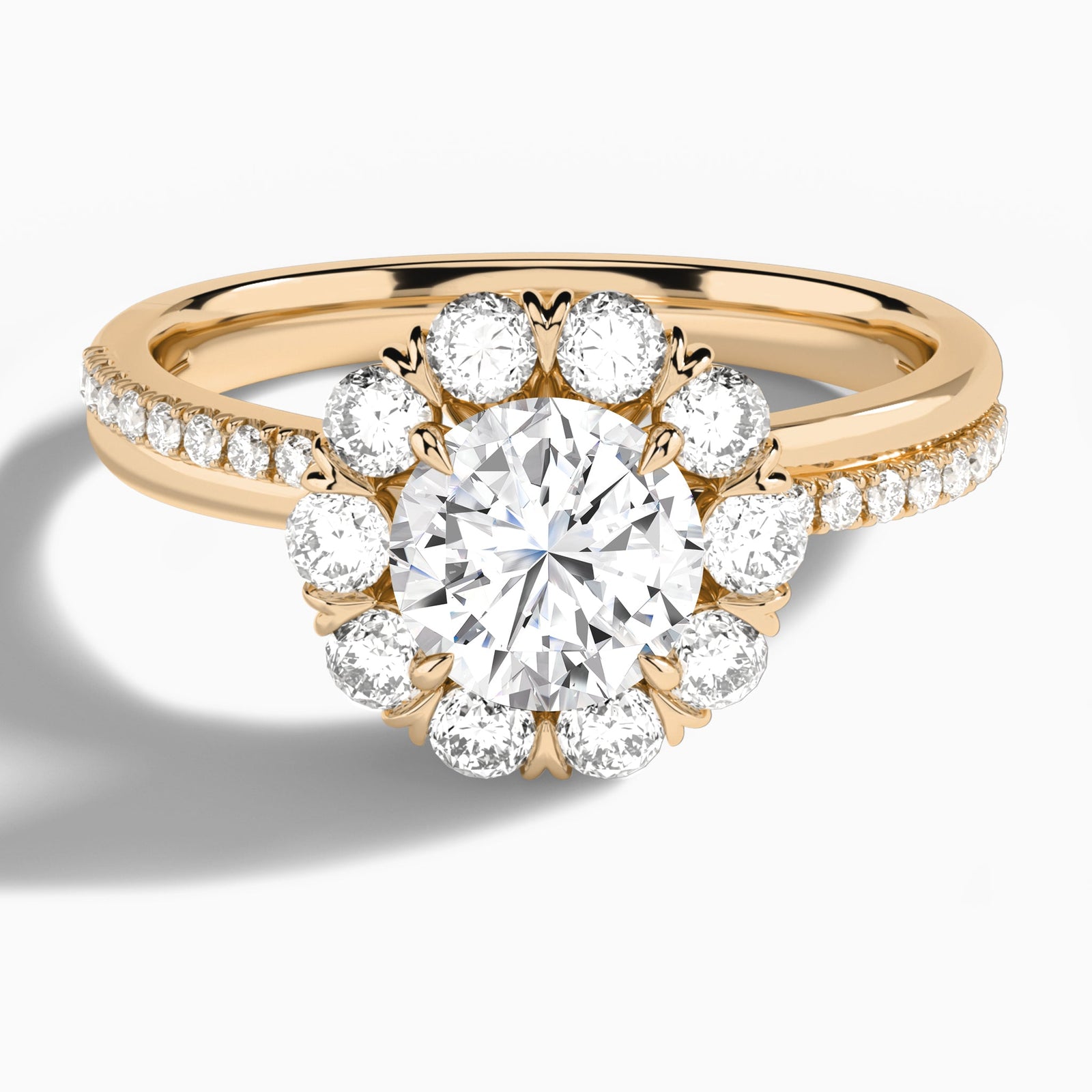 Round Luxe Halo Lab Grown Diamond Engagement Ring In 14K Rose Gold - Lucenjuri