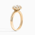 Round Luxe Halo Lab Grown Diamond Engagement Ring In 14K Rose Gold, Angle View
